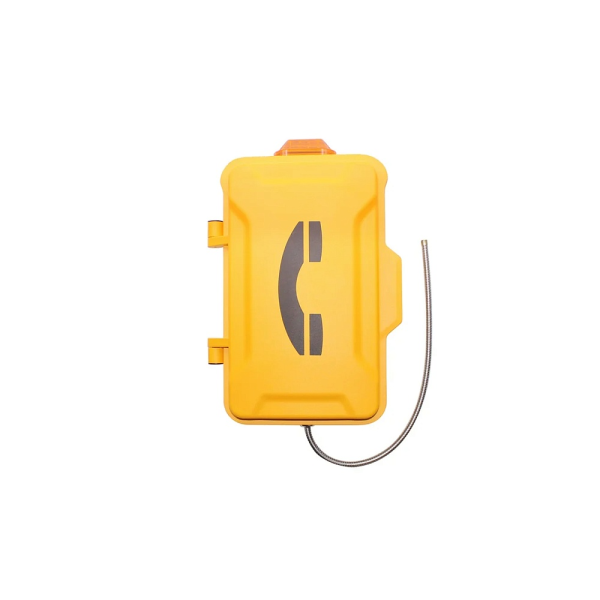 J&R JR101-FK-L-SIP, промышленный ip-телефон (клавиатура, маячок, PoE, с крышкой, желтый)